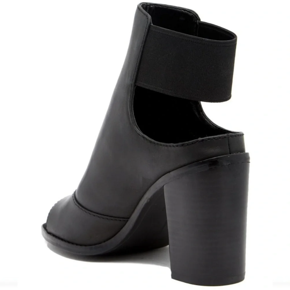 New Dolce Vita Lauri Open Toe Black Leather Bootie Sz 8.5‎